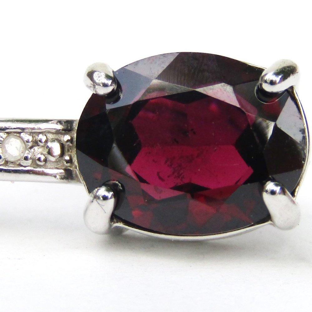 Sterling Garnet Drop Earrings with Small Diamonds